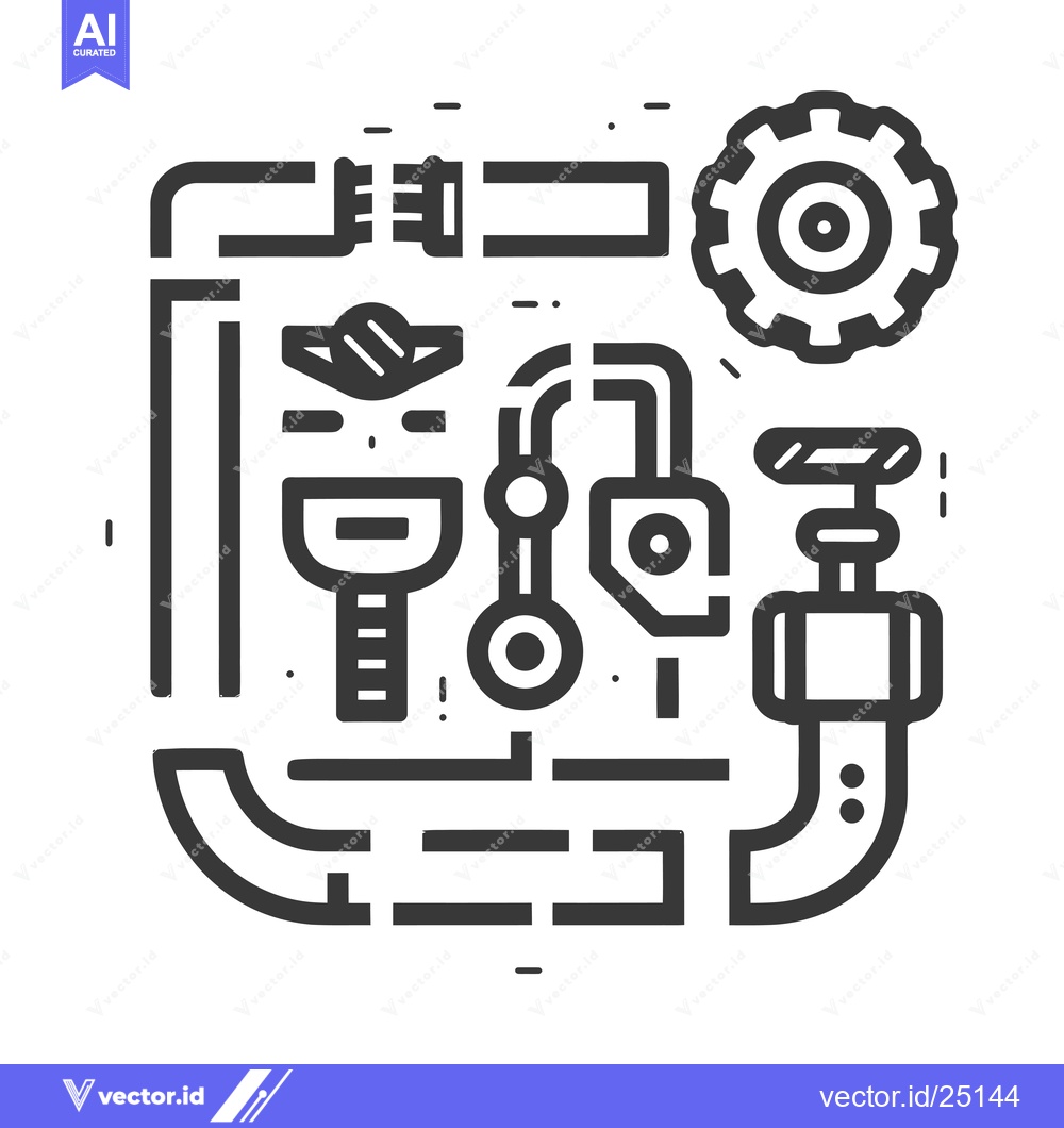 Premium Vector dari Black and White Line Art Illustration of Industrial Plumbing and Machi