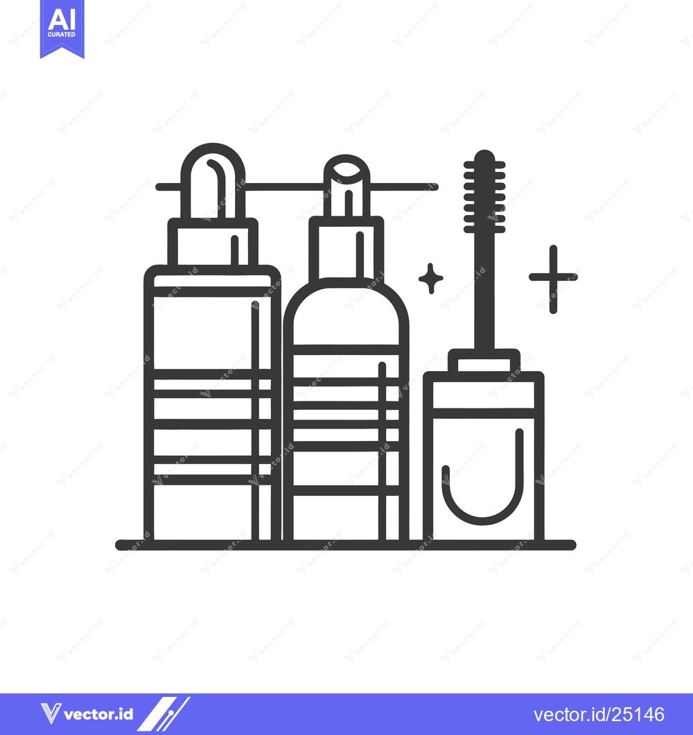 Premium Vector dari Black and white line art illustration of makeup products