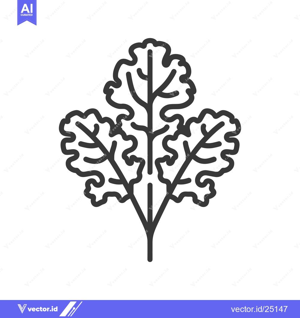 Premium Vector dari Black and White Line Art Illustration of Parsley