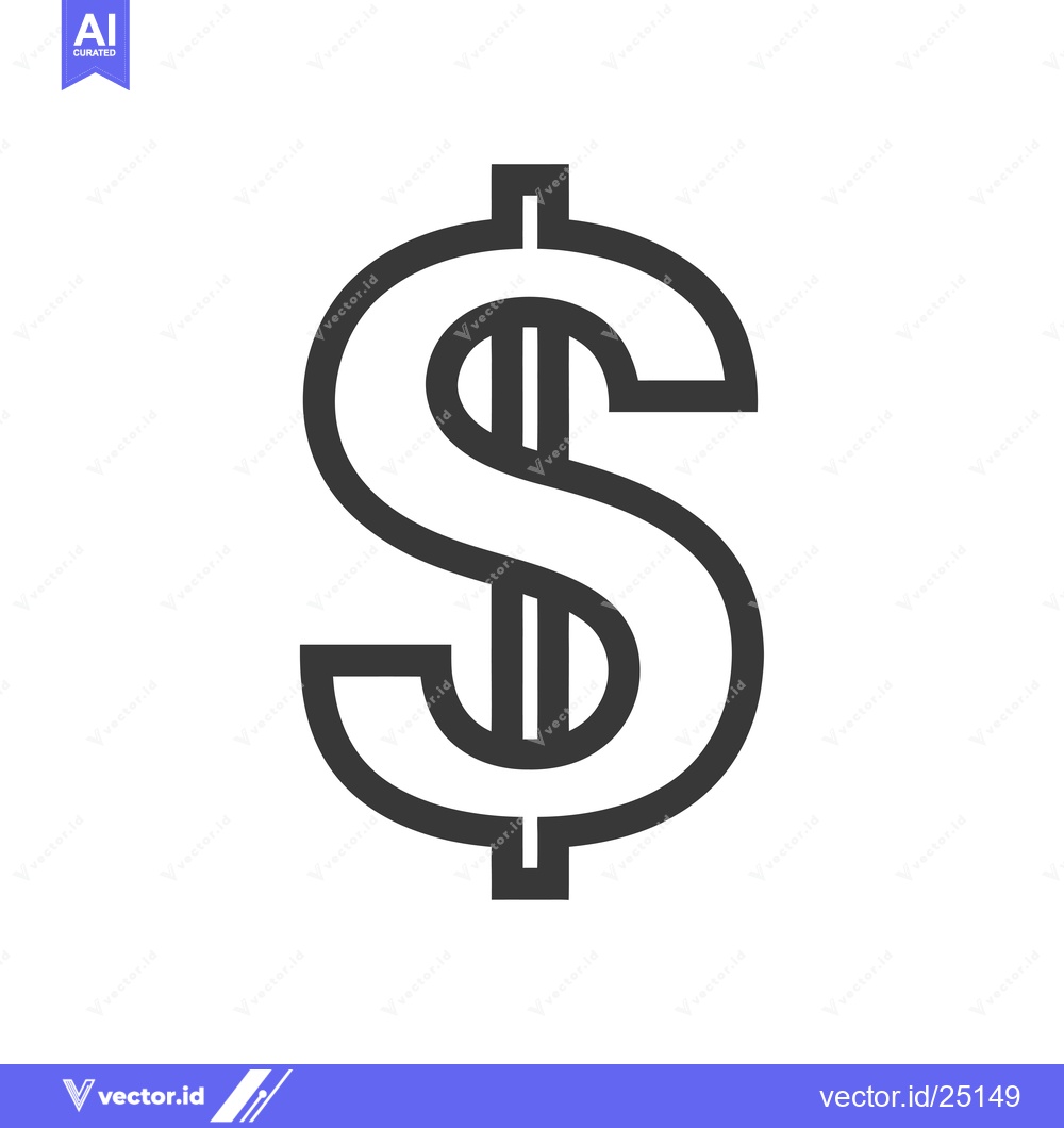 Premium Vector dari Black and White Line Art Illustration of the Dollar Sign