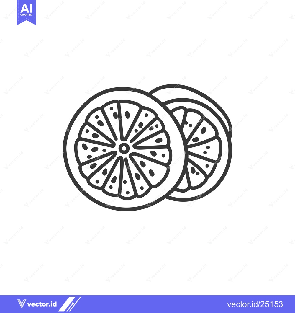 Premium Vector of Black and White Line Art Illustration of Two Orange Slices