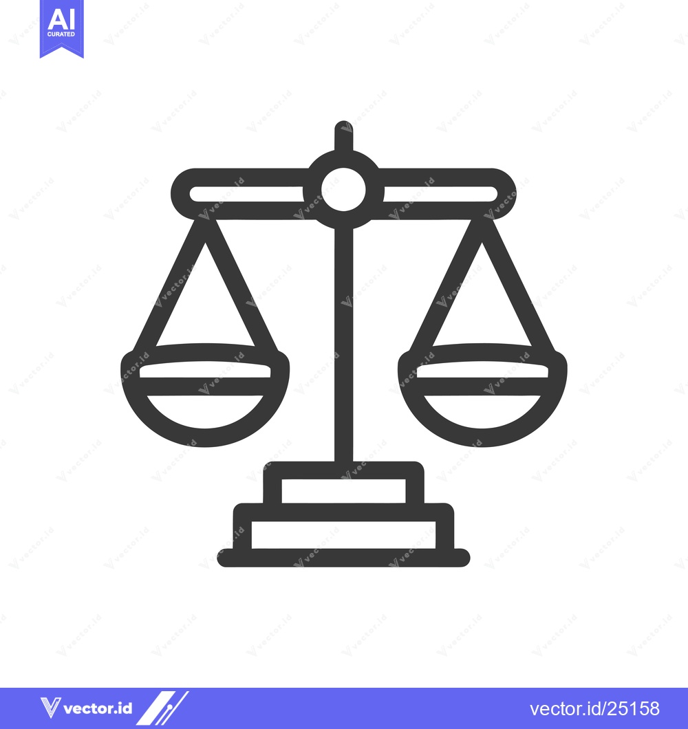 Premium Vector dari Black and White Line Art of a Balanced Scale