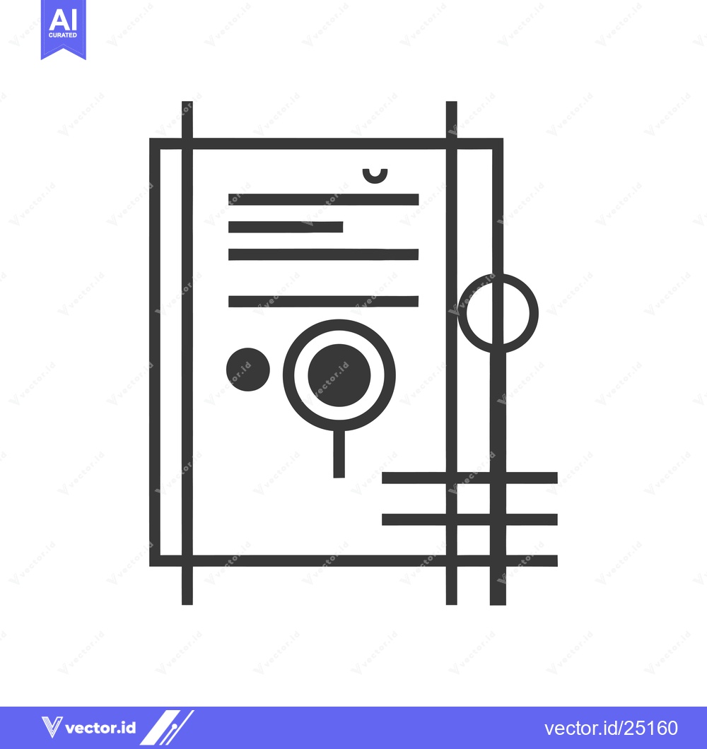 Premium Vector of Black and White Line Art of a Document with a Magnifying Glass