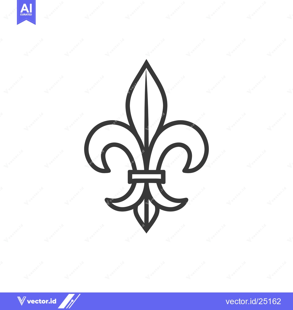 Premium Vector of Black and White Line Art of a Fleur-de-lis