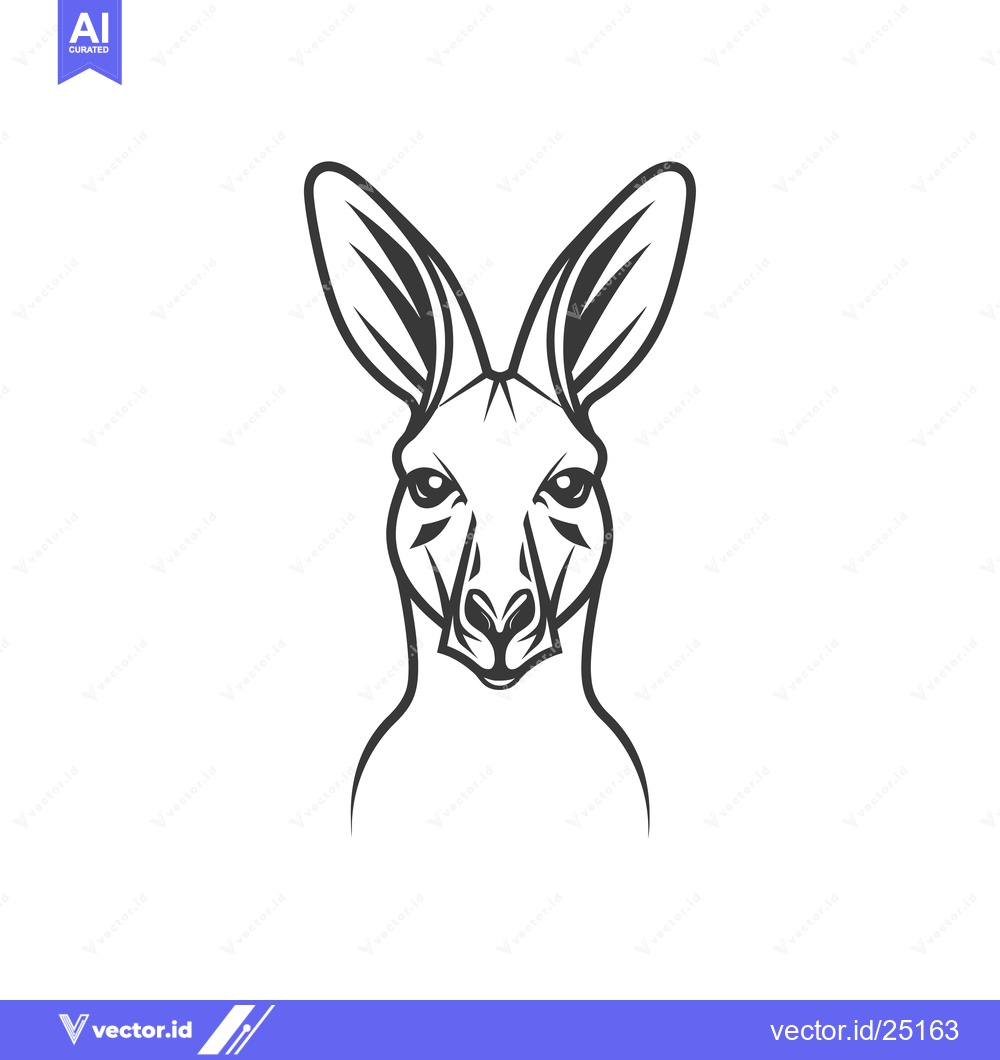Premium Vector of Black and White Line Art of a Kangaroo's Head