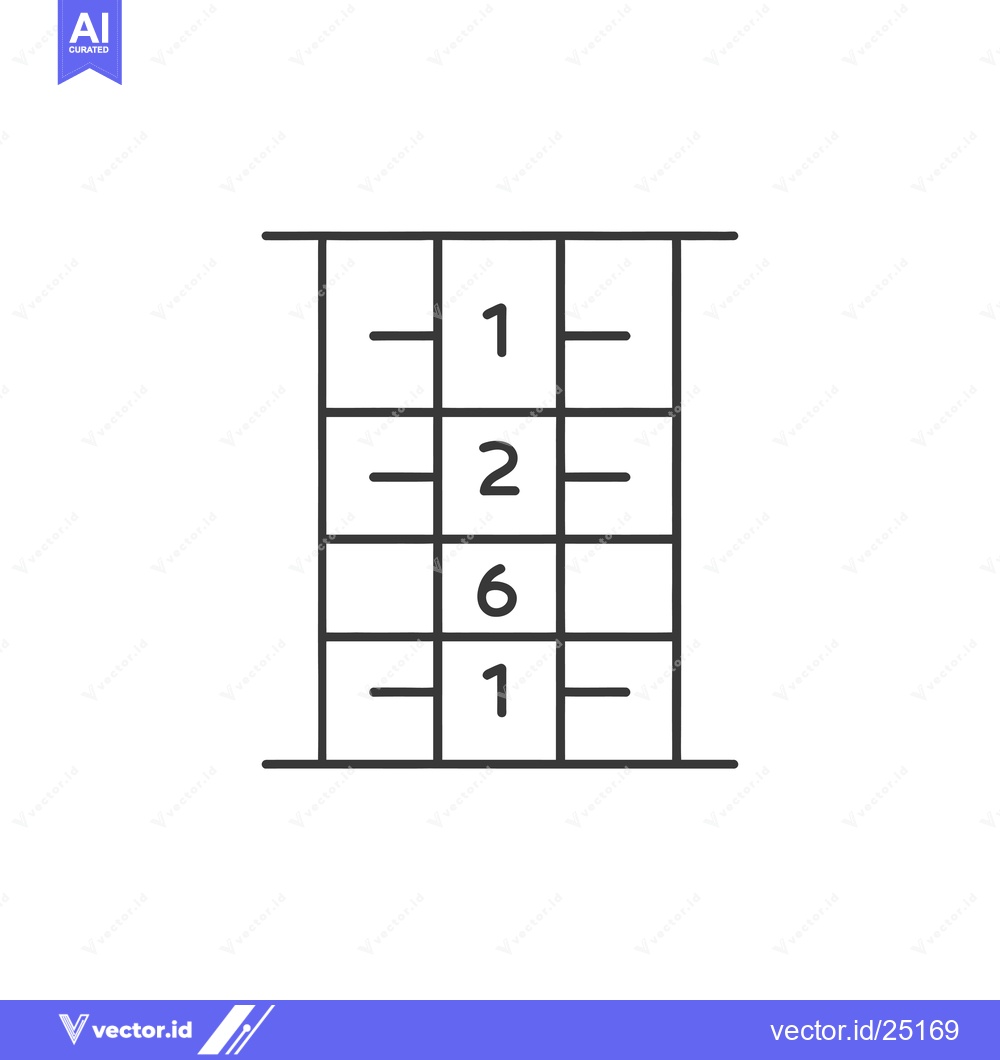 Premium Vector of Black and white line art of a locker with numbers