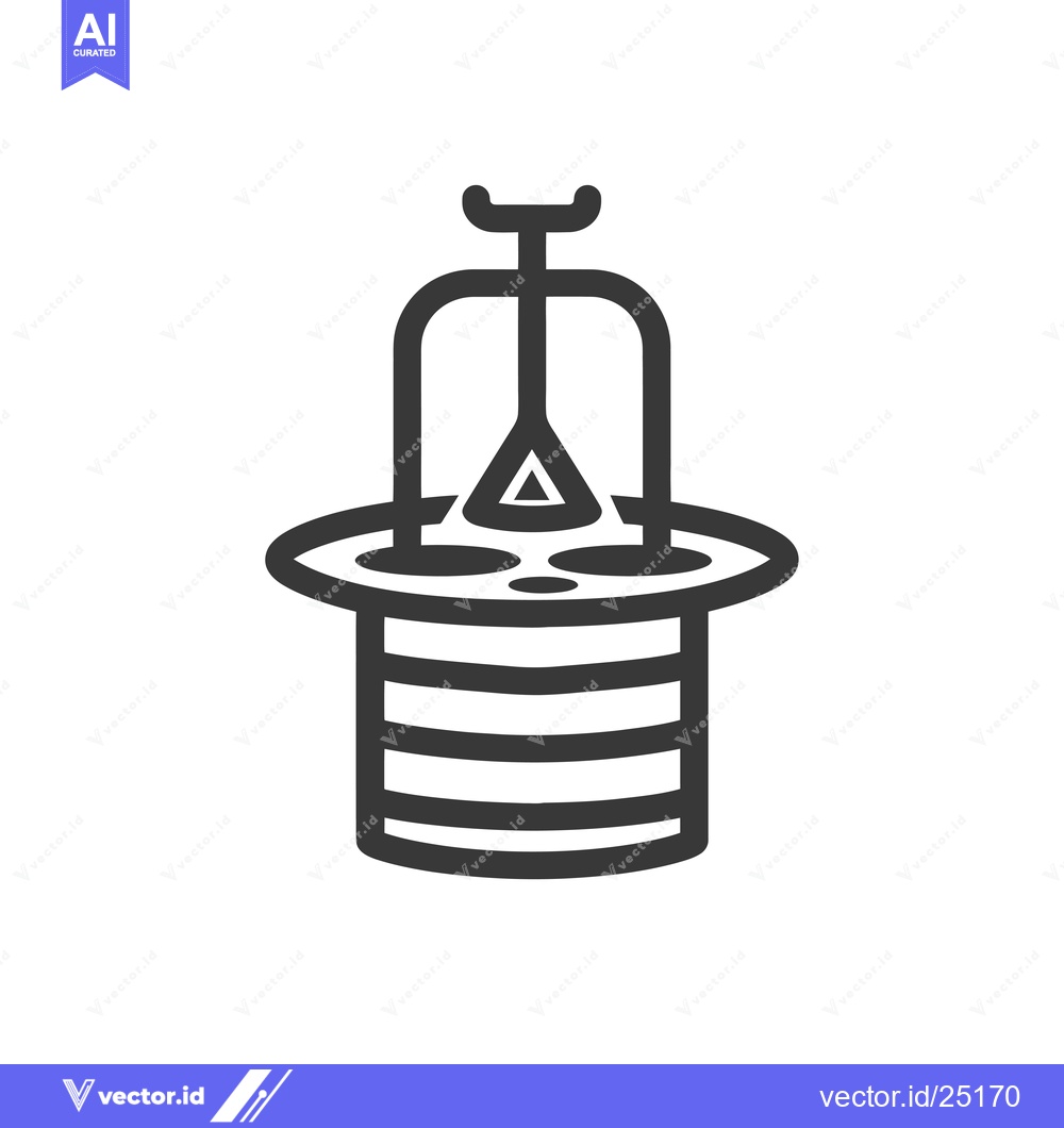 Premium Vector dari Black and White Line Art of a Magic Trick with a Hat and a Wand