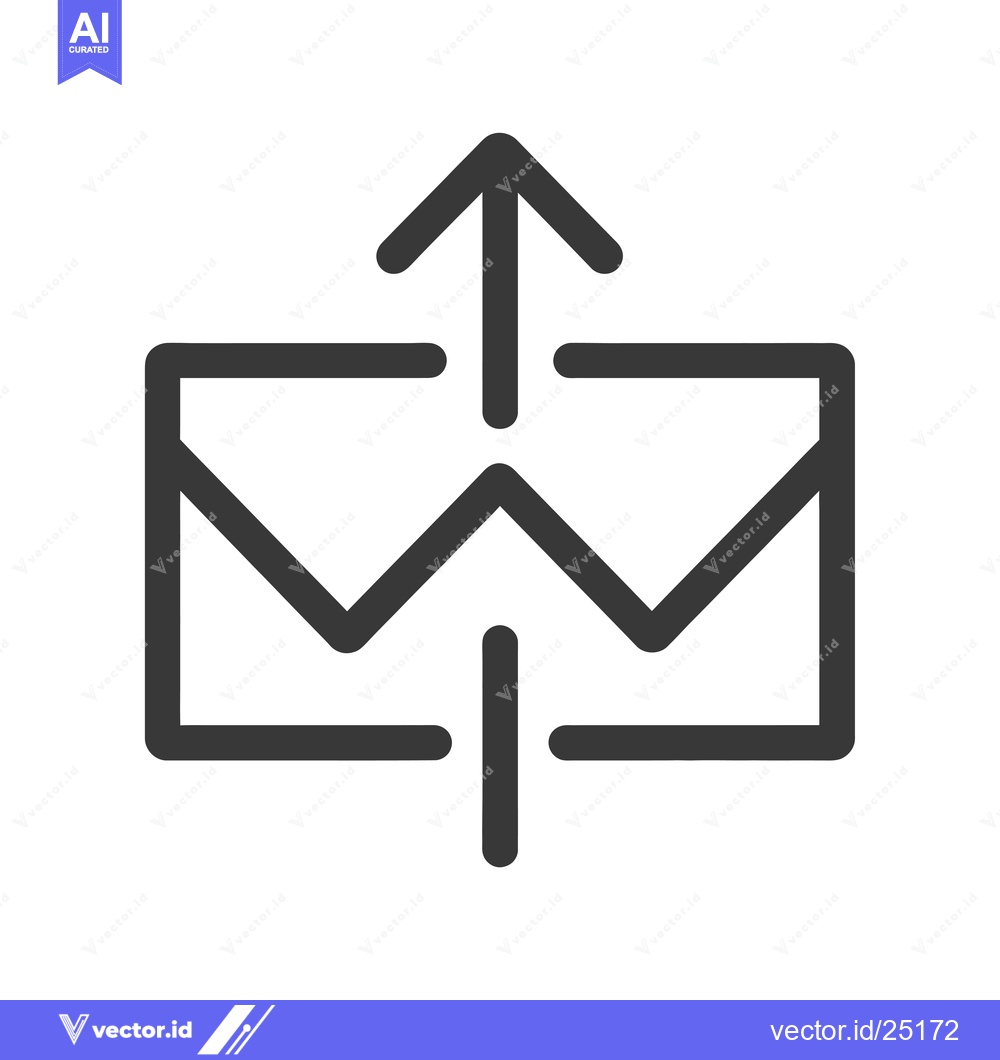 Premium Vector dari Black and White Line Art of an Envelope with an Upward Arrow