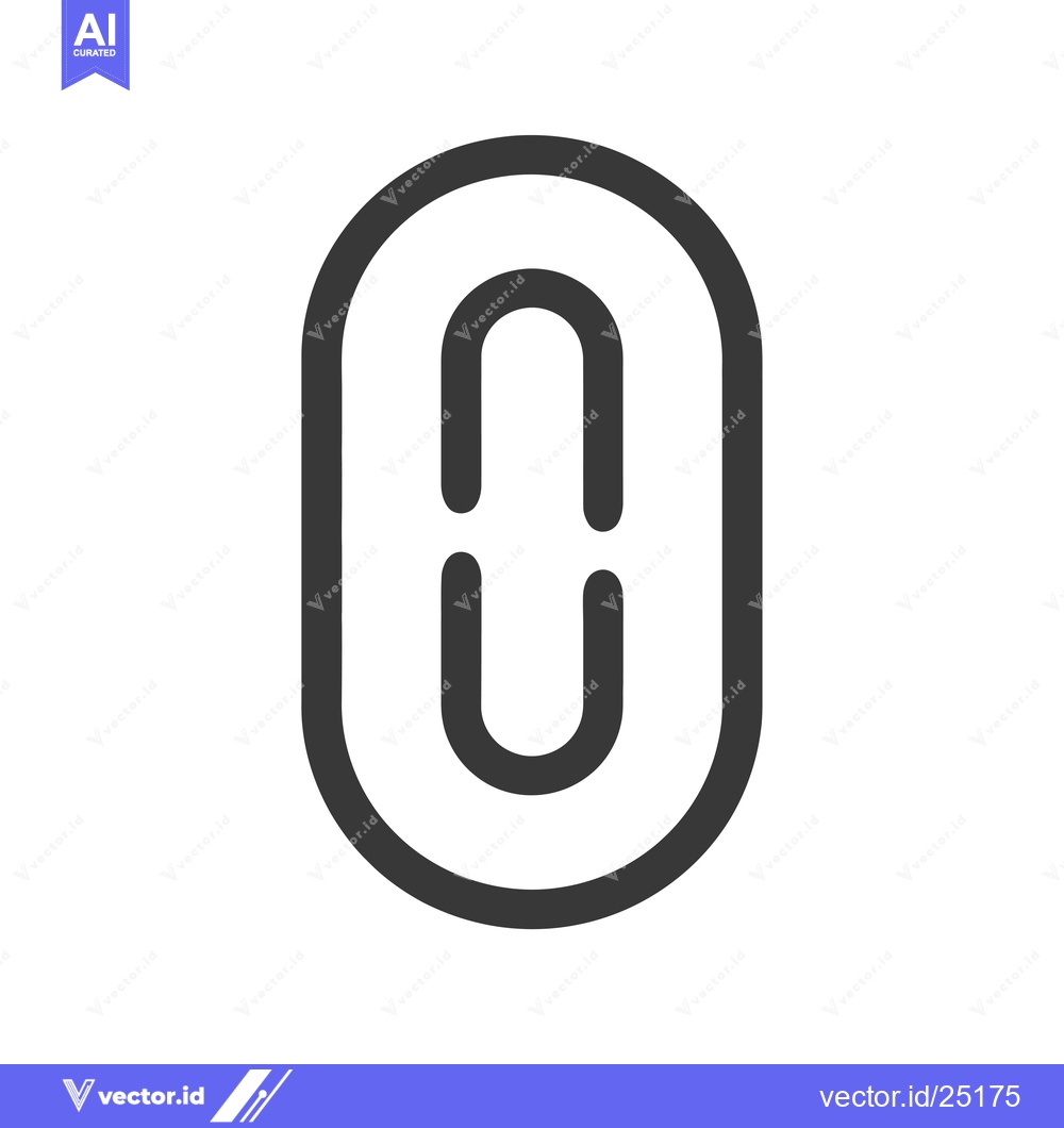 Premium Vector of Black and white line art of a paperclip