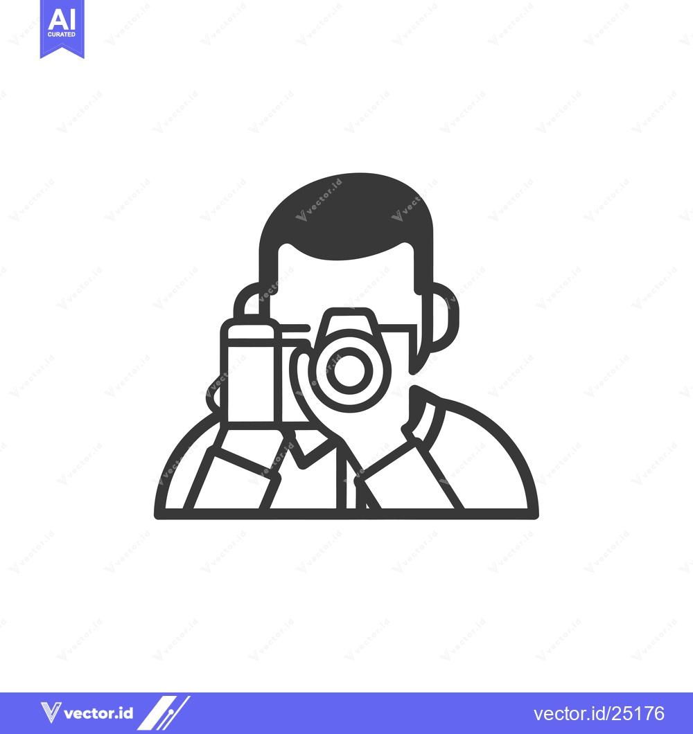 Premium Vector of Black and White Line Art of a Person Taking a Picture