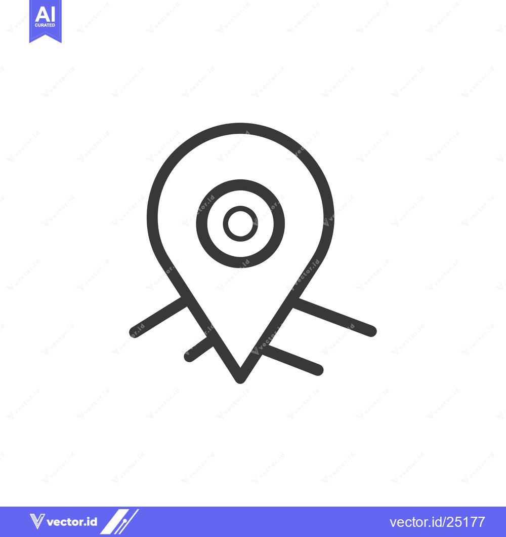 Premium Vector dari Black and white line art of a pin location with three lines
