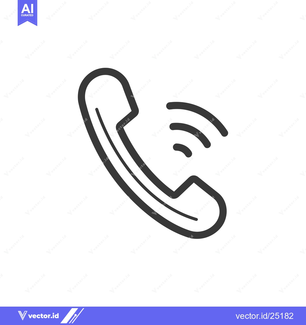 Premium Vector dari Black and White Line Art of a Ringing Phone