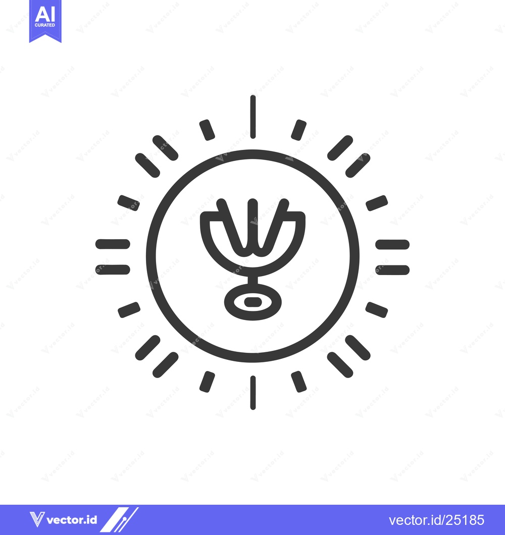 Premium Vector dari Black and white line art of a sun with a symbol inside a circle