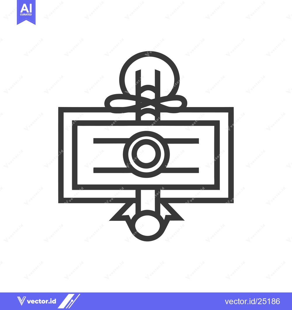 Premium Vector dari Black and White Line Art of a  Symbolic Object with a Bow and Arrow