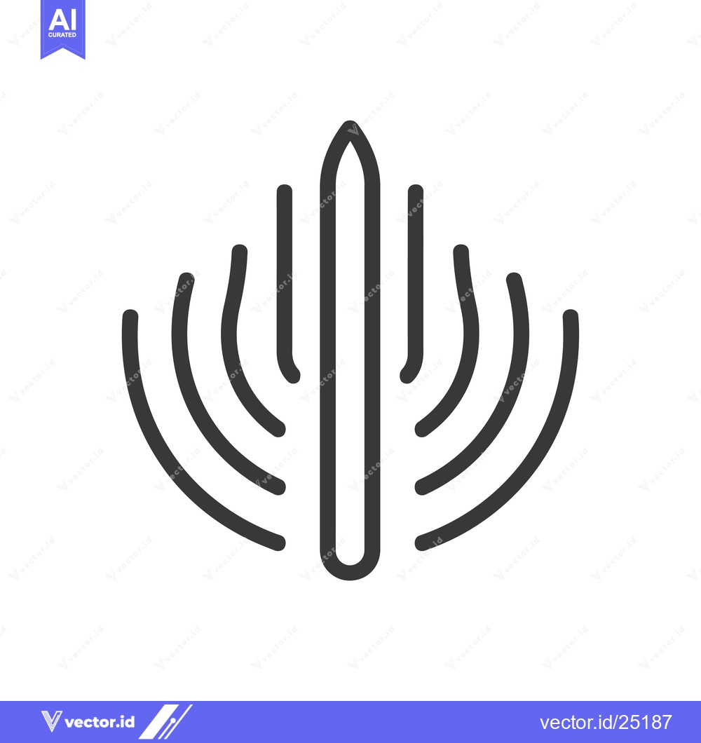 Premium Vector dari Black and white line art of a tall object with curved lines around it