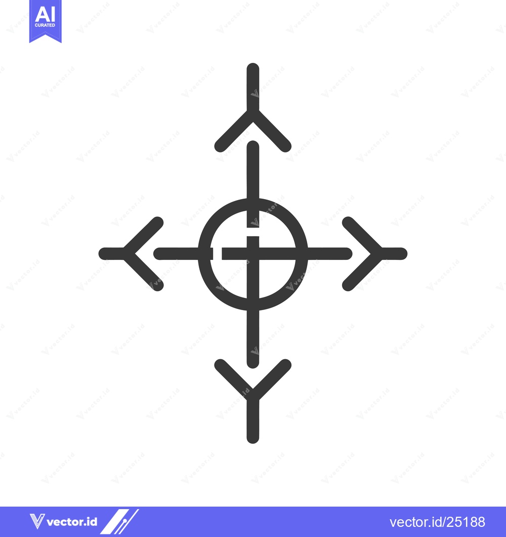 Premium Vector dari Black and white line art of a target with arrows pointing to its cente