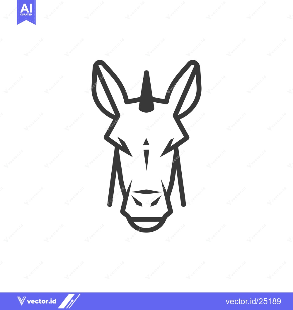 Premium Vector of Black and White Line Art of a Unicorn Head