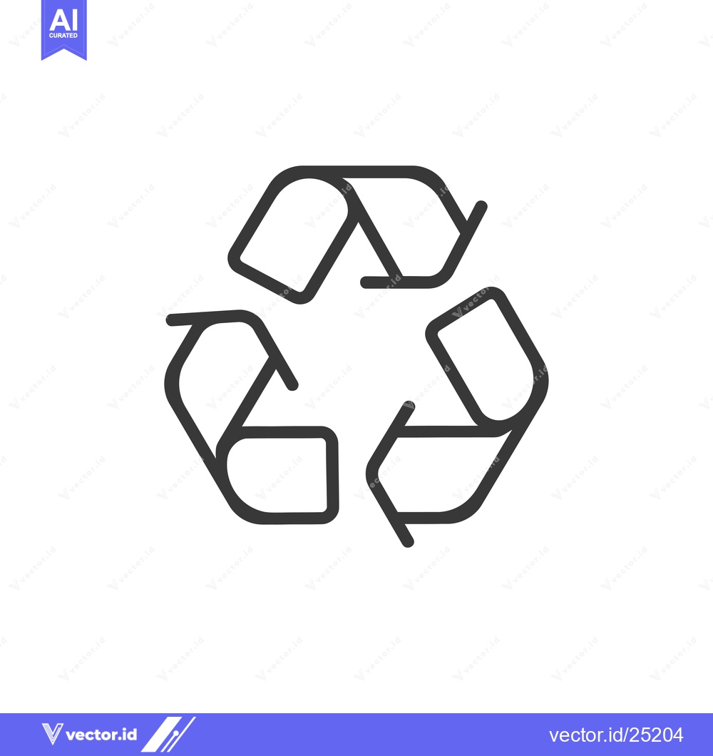Premium Vector dari Black and White Line Art Recycle Symbol