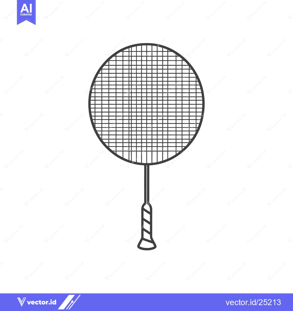 Premium Vector dari Black and White Line Drawing of a Badminton Racket