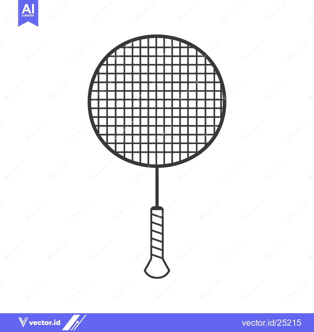 Premium Vector dari Black and White Line Drawing of a Badminton Racket