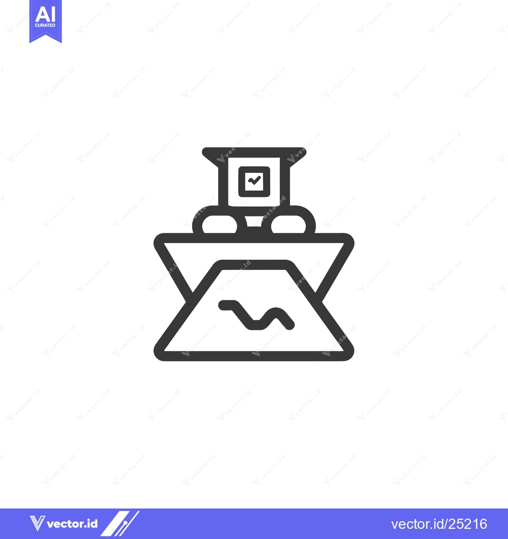 Premium Vector of Black and White Line Drawing of a Ballot Box on a Podium