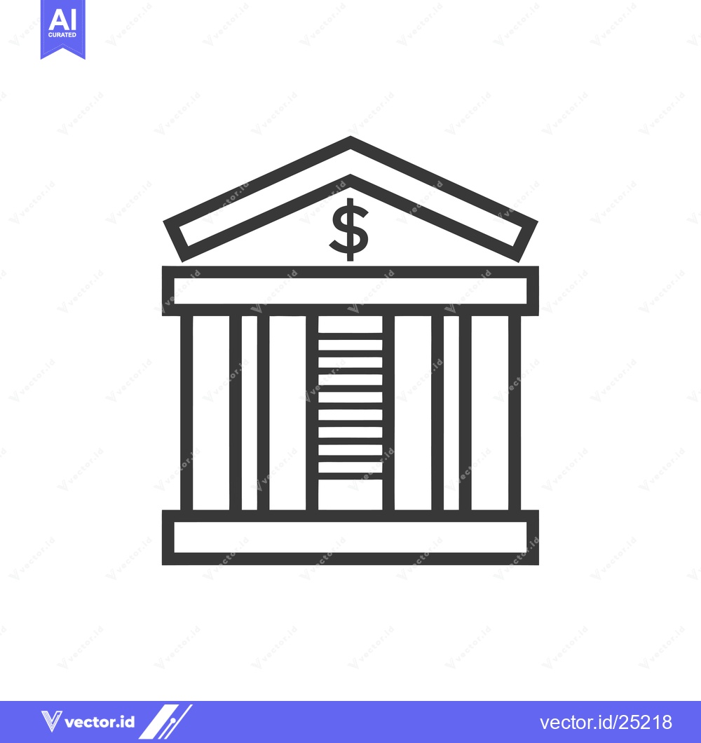 Premium Vector dari Black and white line drawing of a bank building with a dollar sign