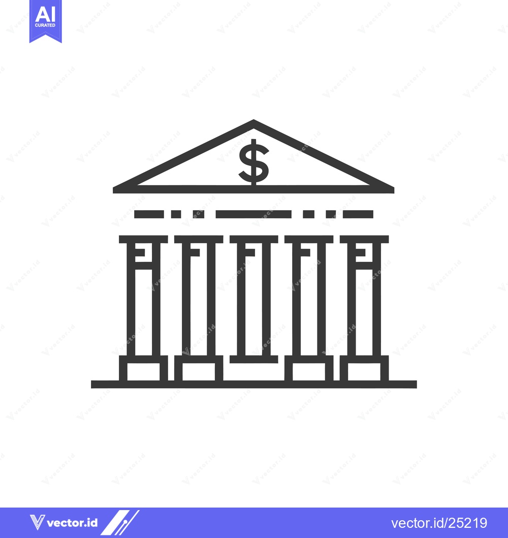 Premium Vector of Black and White Line Drawing of a Bank Building with a Dollar Sign
