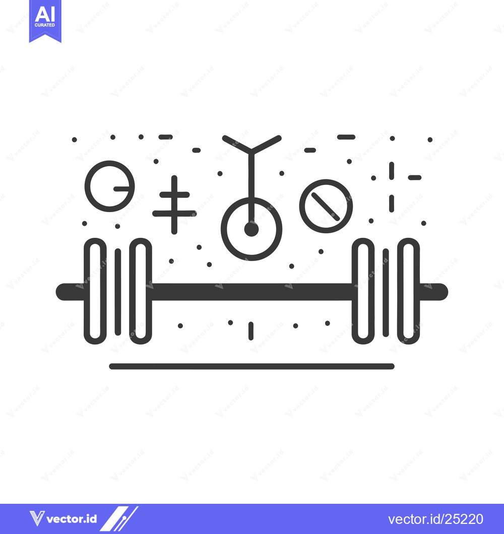 Premium Vector dari Black and white line drawing of a barbell with a unicycle above it