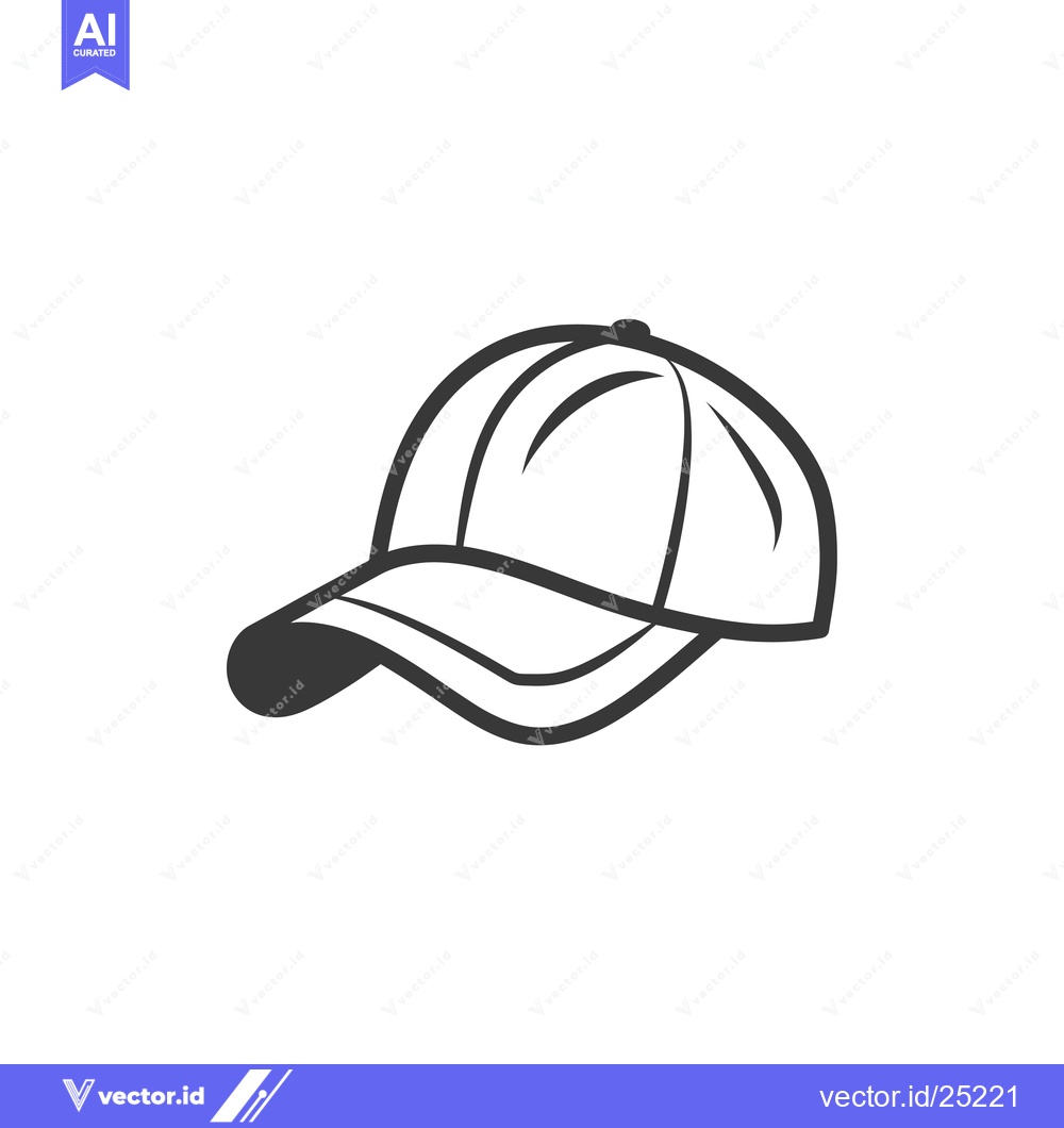 Premium Vector dari Black and White Line Drawing of a Baseball Cap