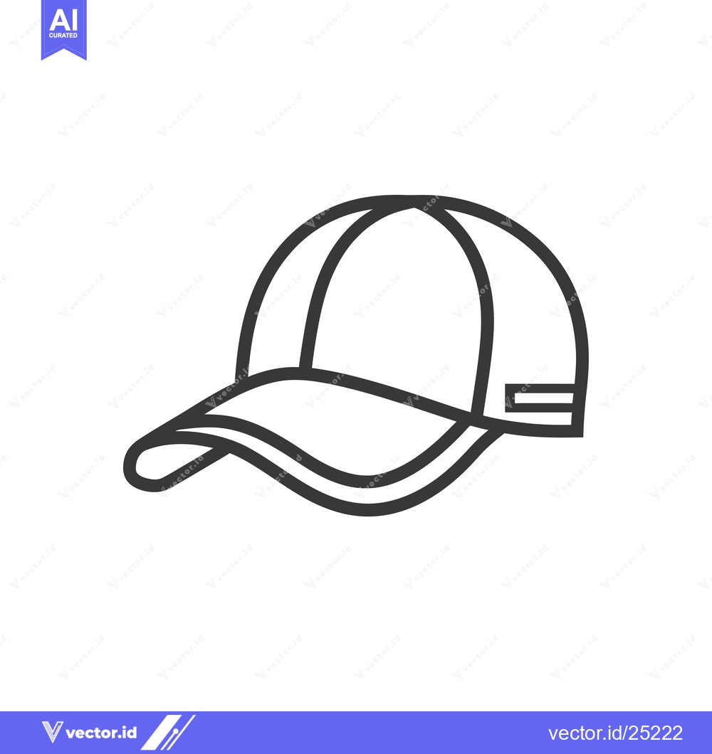 Premium Vector dari Black and White Line Drawing of a Baseball Cap