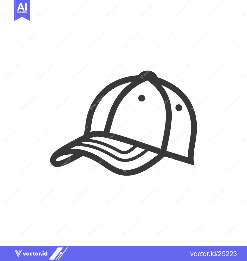 Premium Vector dari Black and White Line Drawing of a Baseball Cap