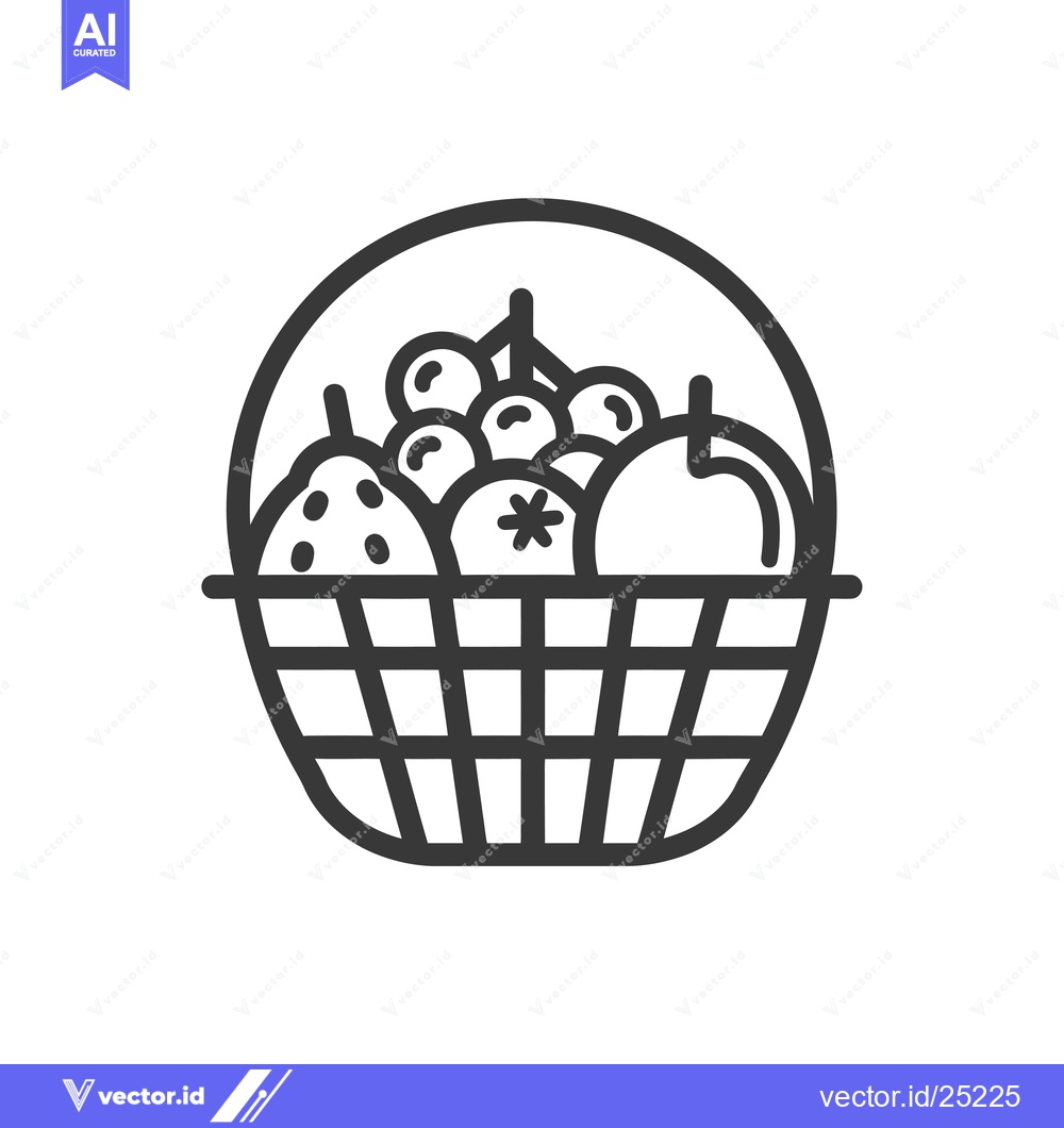 Premium Vector dari Black and White Line Drawing of a Basket of Fruit