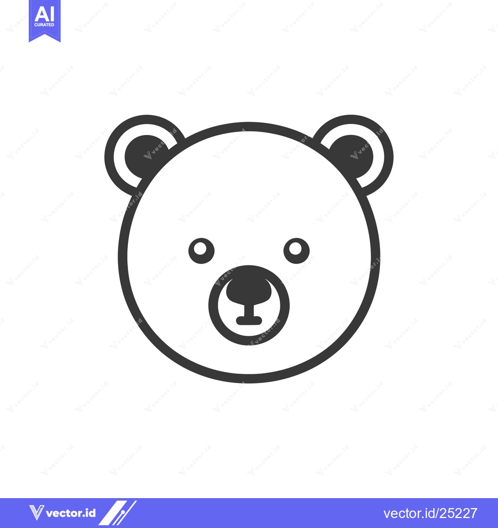 Premium Vector of Black and White Line Drawing of a Bear's Face
