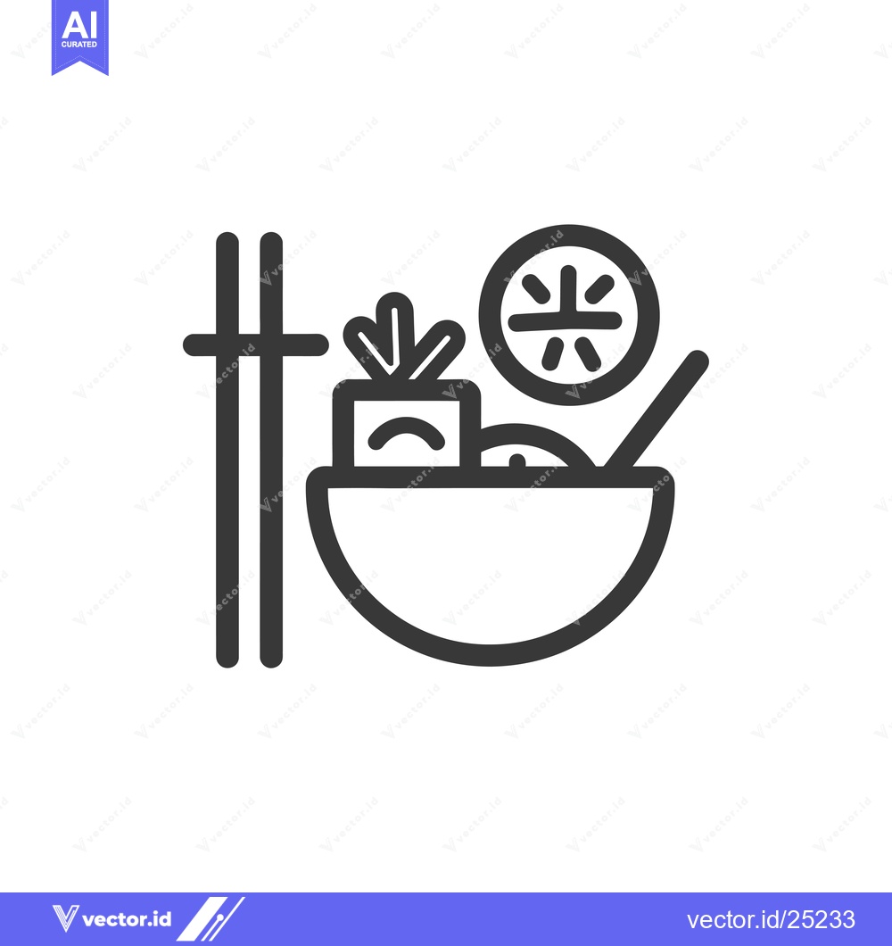 Premium Vector dari Black and White Line Drawing of a Bowl of Food with Chopsticks