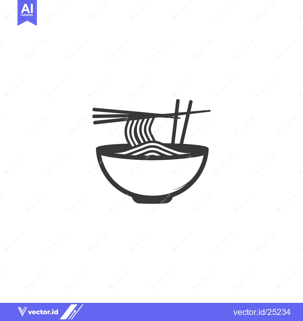Premium Vector of Black and White Line Drawing of a Bowl of Noodles and Chopsticks