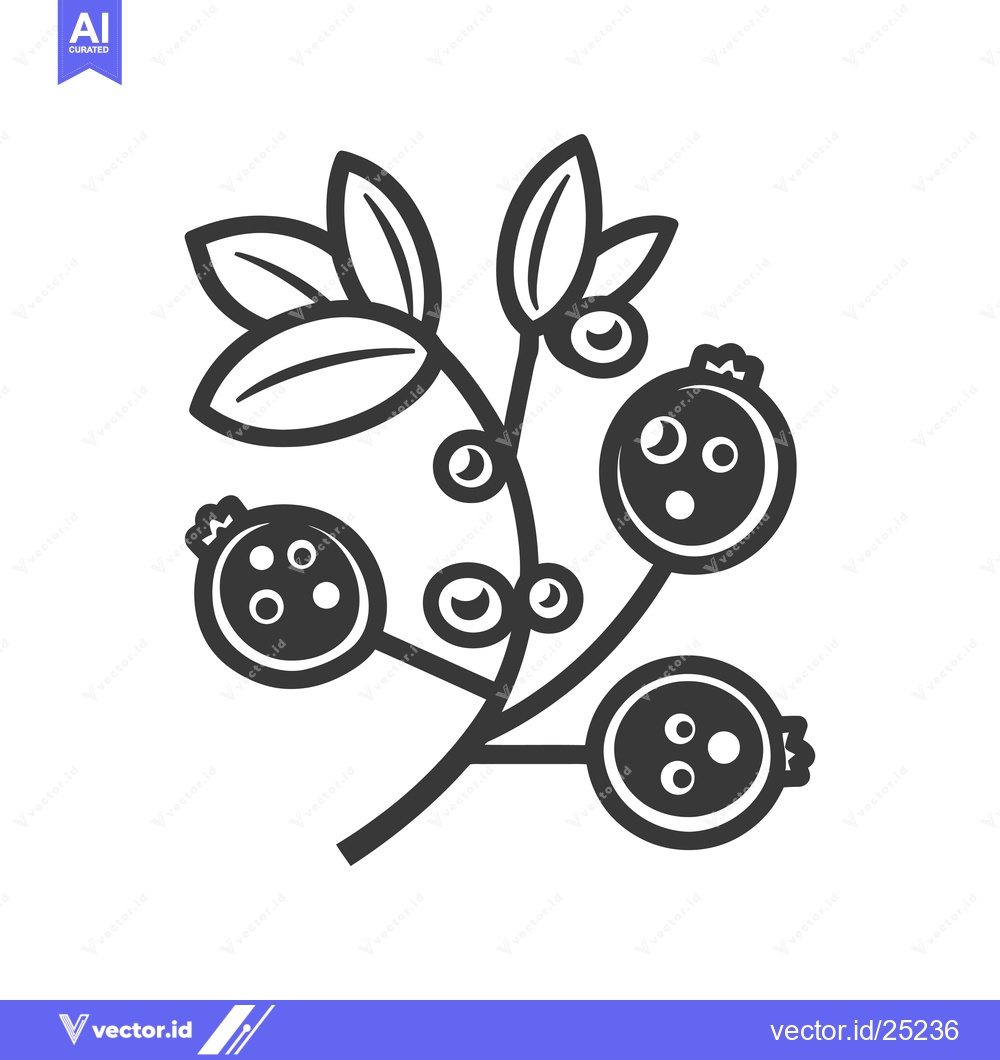 Premium Vector dari Black and White Line Drawing of a Branch with Blueberries