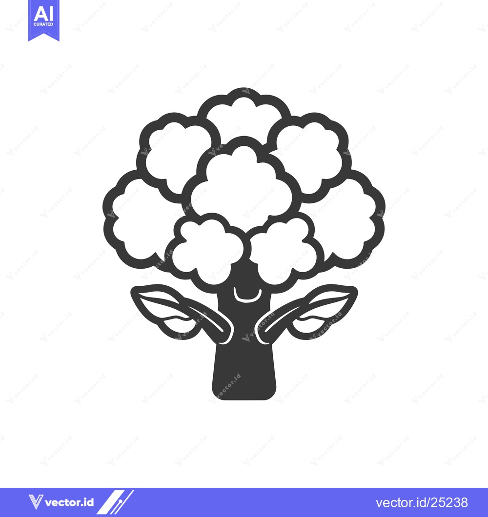 Premium Vector of Black and White Line Drawing of a Broccoli