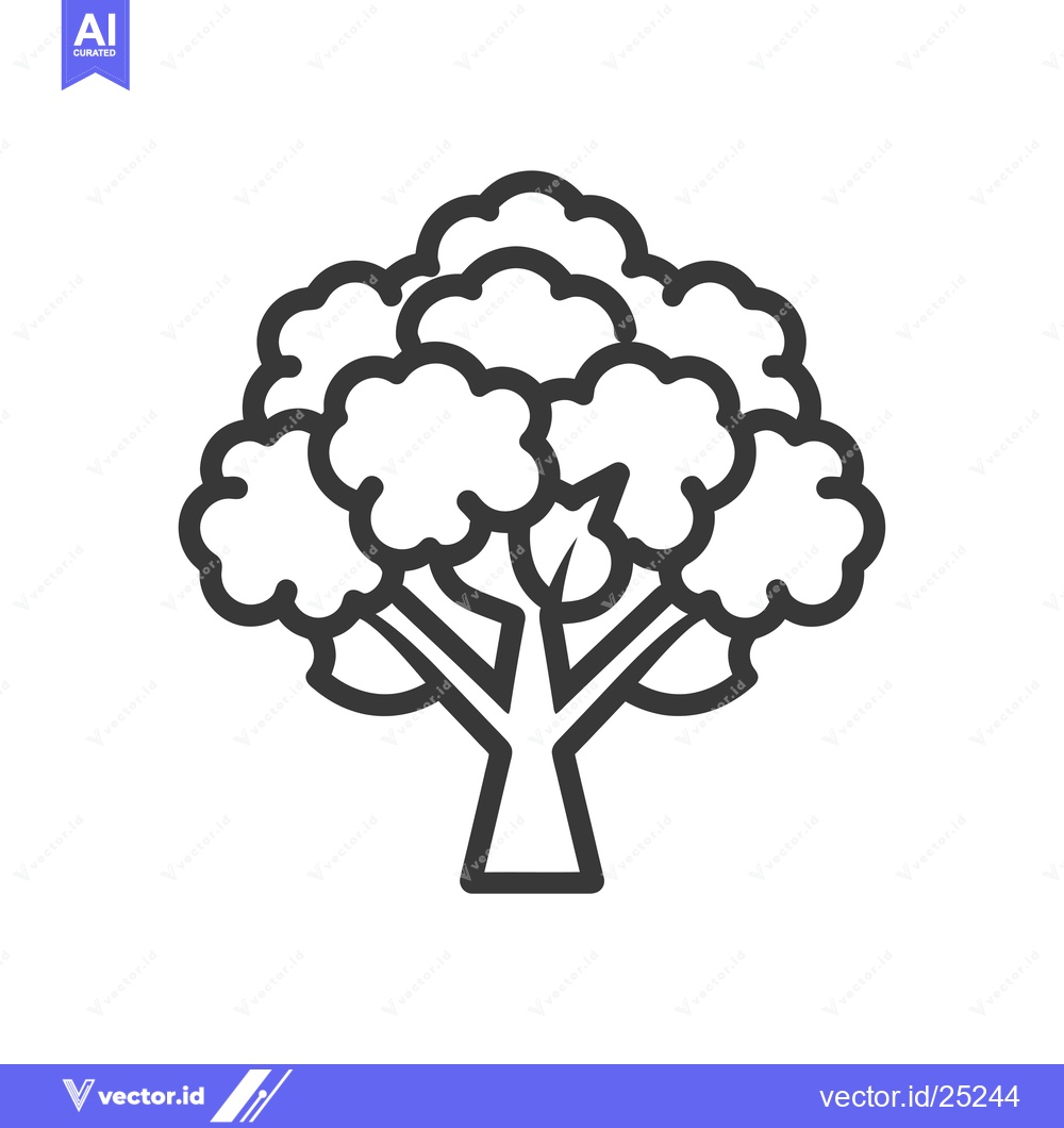 Premium Vector of Black and White Line Drawing of a Broccoli Floret