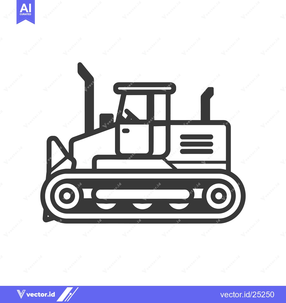 Premium Vector dari Black and White Line Drawing of a Bulldozer