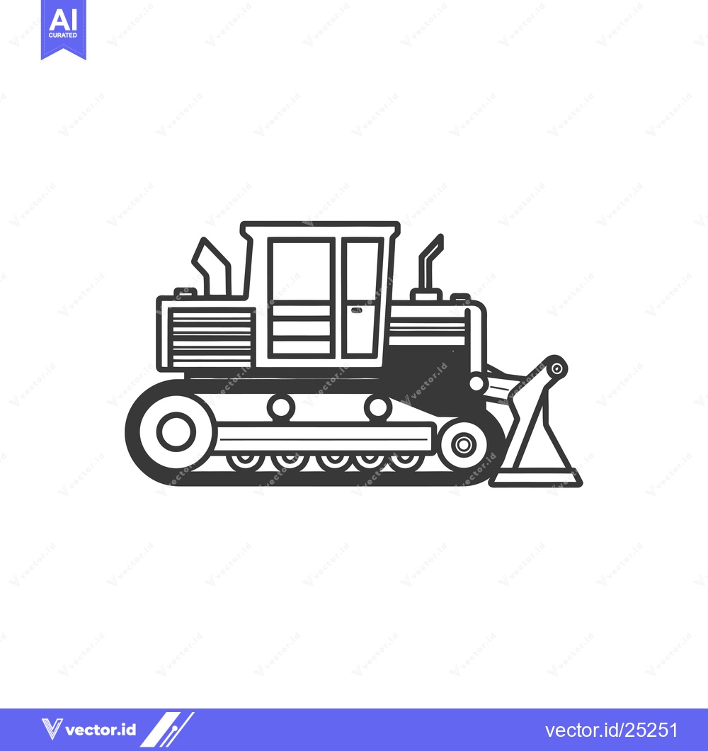 Premium Vector dari Black and White Line Drawing of a Bulldozer