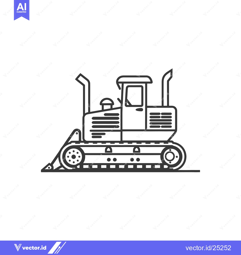Premium Vector dari Black and White Line Drawing of a Bulldozer