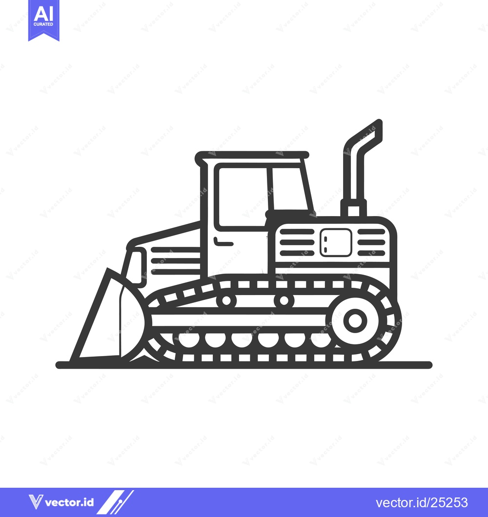 Premium Vector dari Black and White Line Drawing of a Bulldozer