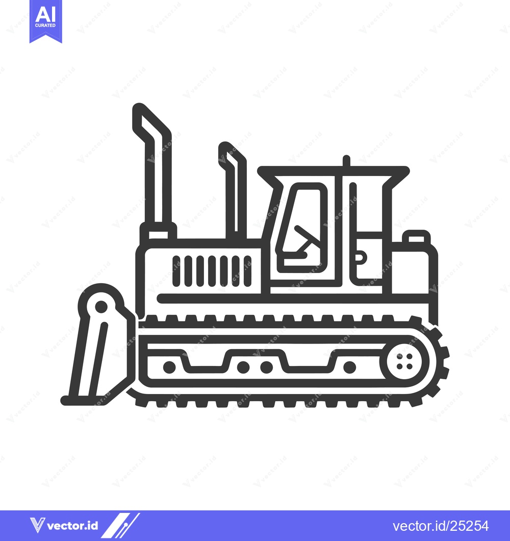 Premium Vector dari Black and White Line Drawing of a Bulldozer