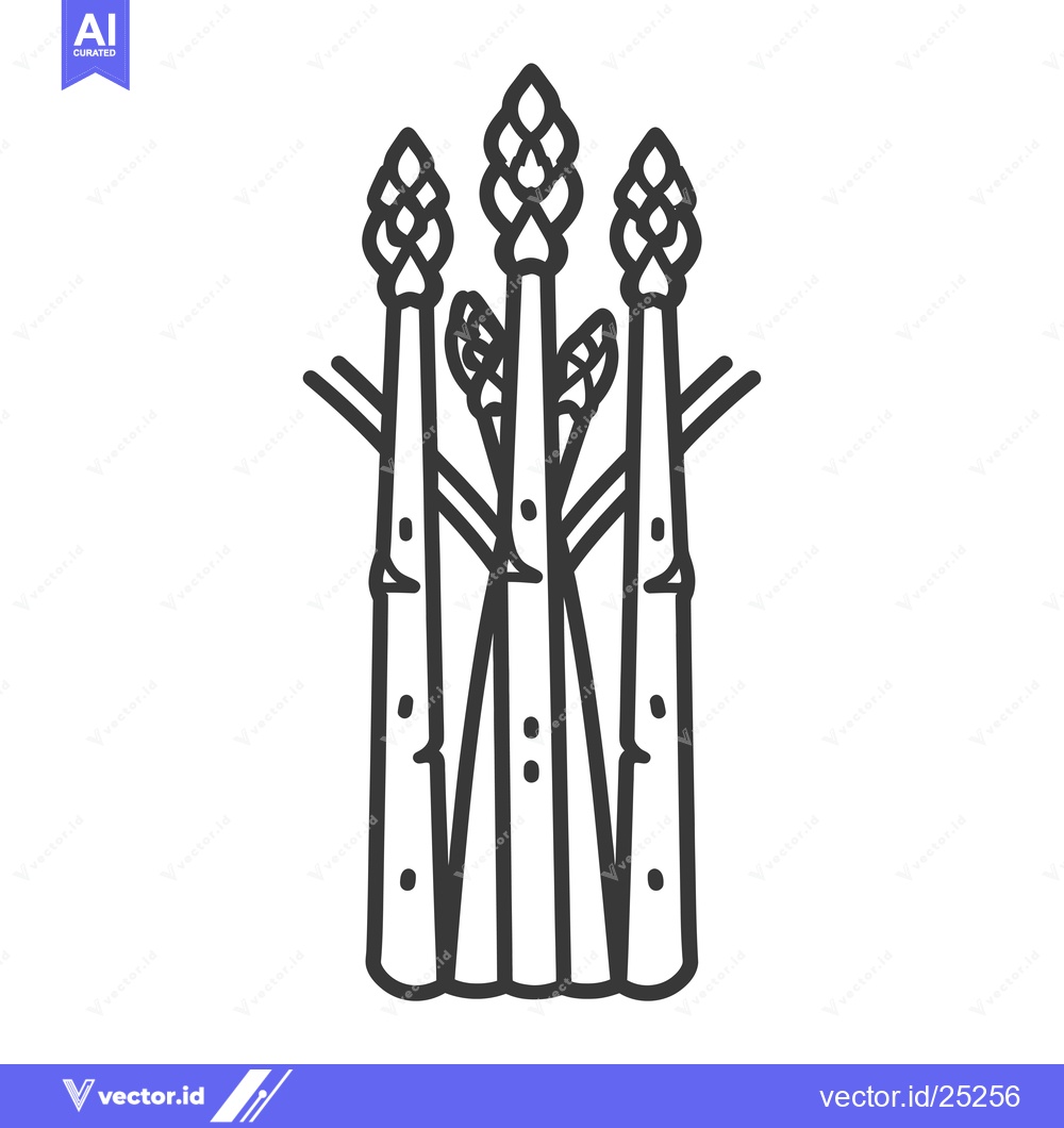 Premium Vector of Black and white line drawing of a bunch of asparagus