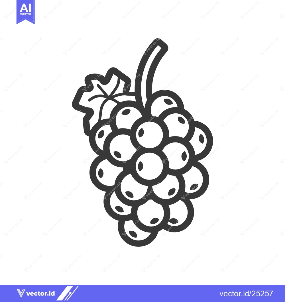 Premium Vector dari Black and white line drawing of a bunch of grapes
