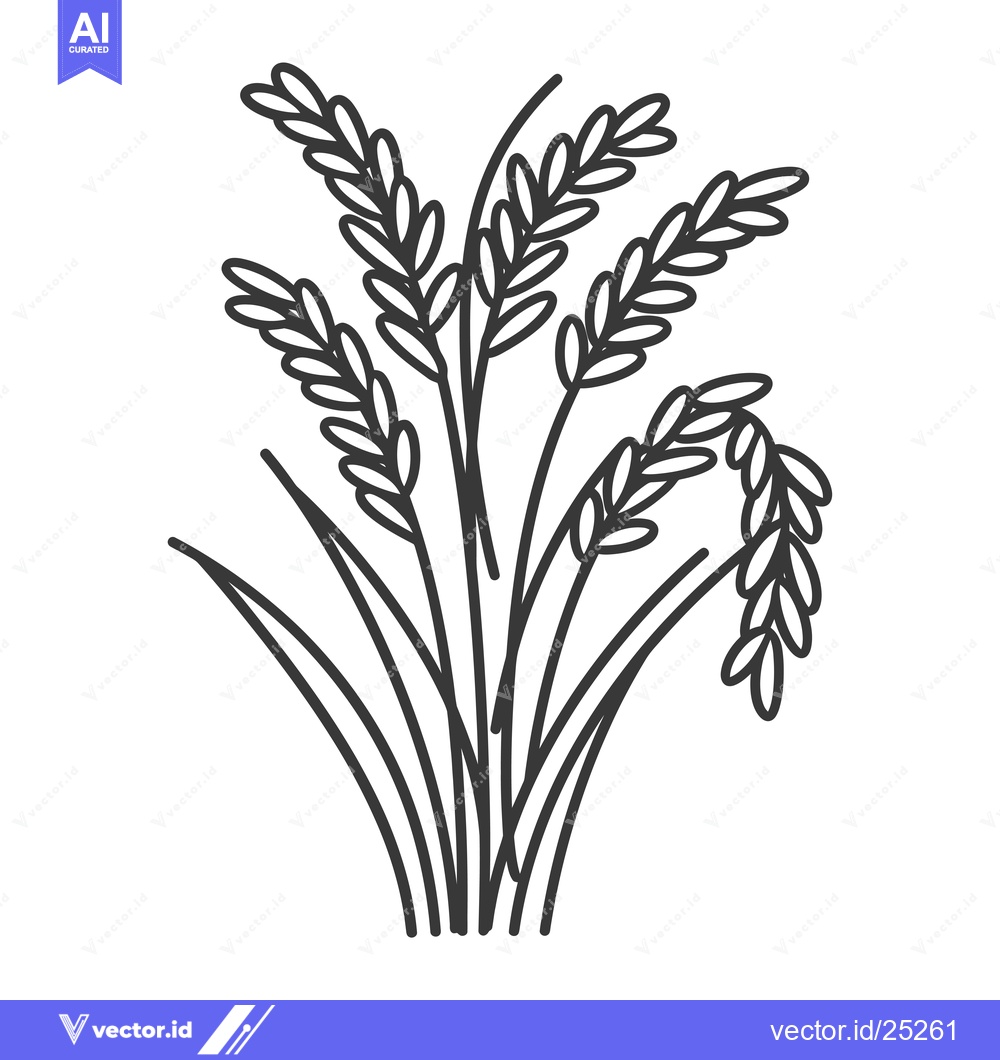Premium Vector dari Black and White Line Drawing of a Bunch of Rice