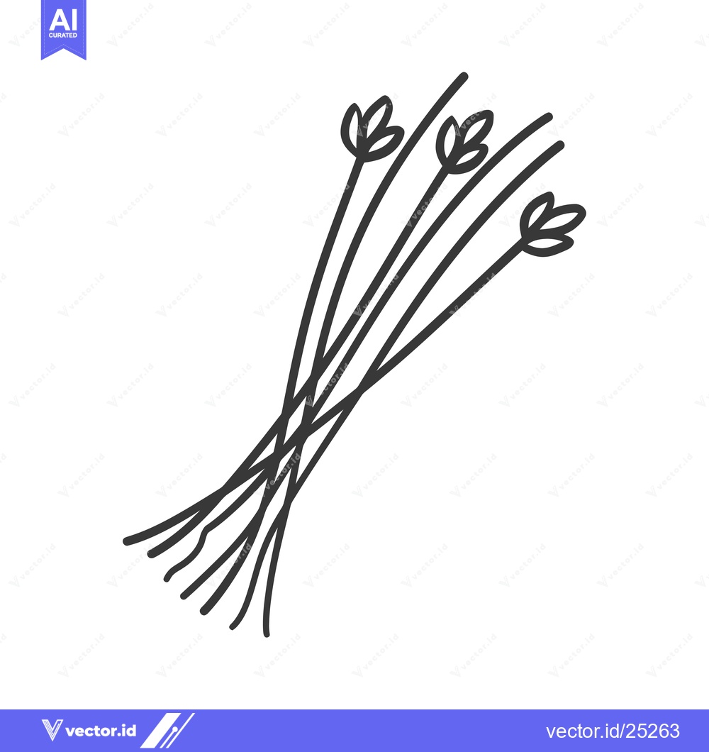 Premium Vector of Black and white line drawing of a bunch of thin stems with three leaf