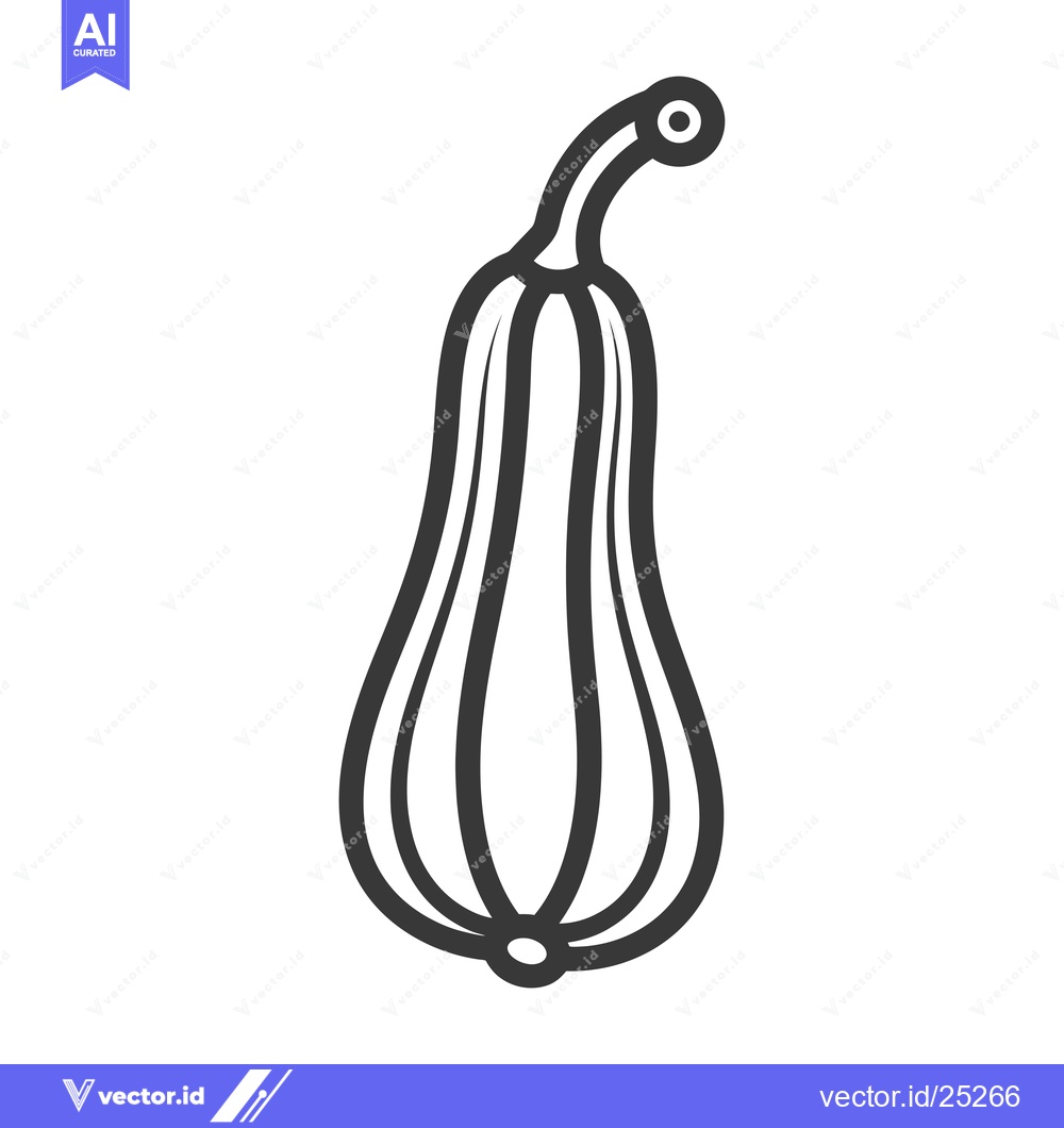 Premium Vector dari Black and White Line Drawing of a Butternut Squash