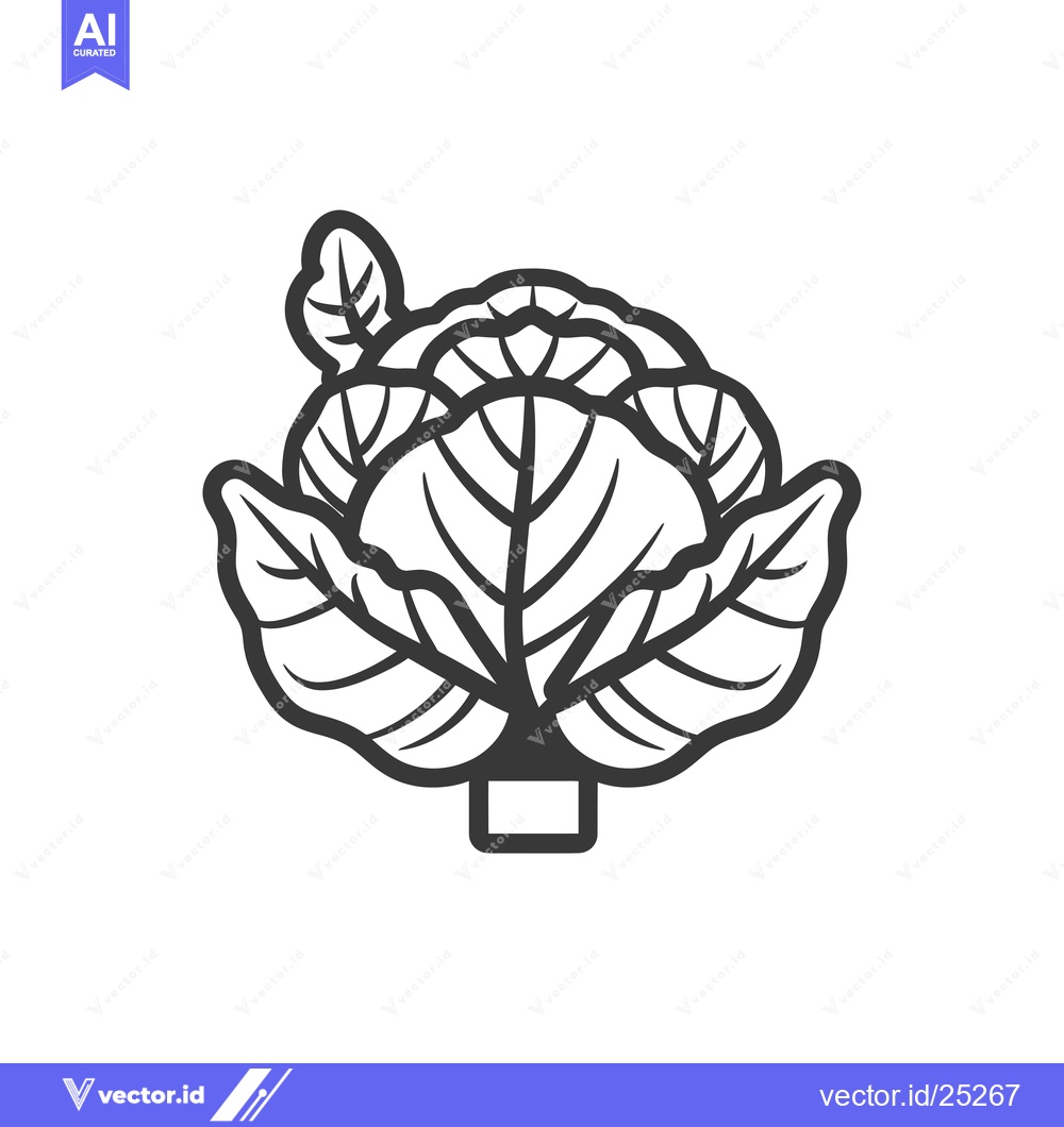 Premium Vector dari Black and White Line Drawing of a Cabbage