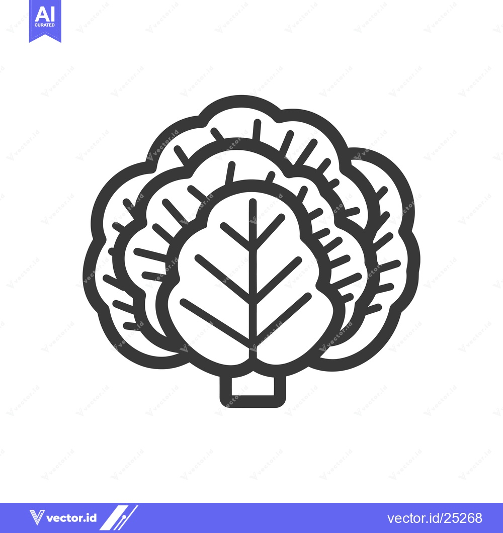 Premium Vector dari Black and White Line Drawing of a Cabbage